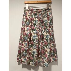 Vintage Geiger Wool Pleated Midi Skirt Antique Floral Design Size 40 / 10 JL